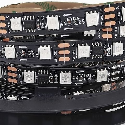 Світлодіодна стрічка RGB SMD5050, WS2811 (чорна, з управлінням, IP20, 12 В, 60 діодів/м, 1 м) Прев'ю 3