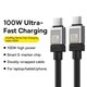 USB кабель Baseus Coolplay Series, 2xUSB тип-C, 100 см, 100 Вт, черный, силиконовый, #CAKW000201 Превью 2