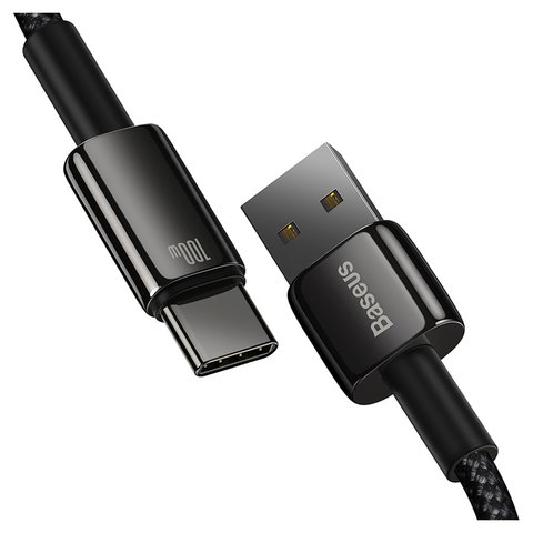 Cable USB Baseus Tungsten Gold, USB tipo-A, USB tipo C, 100 cm, 100 W, negro, con revestimiento de nylon, #CAWJ000001 Vista previa  4