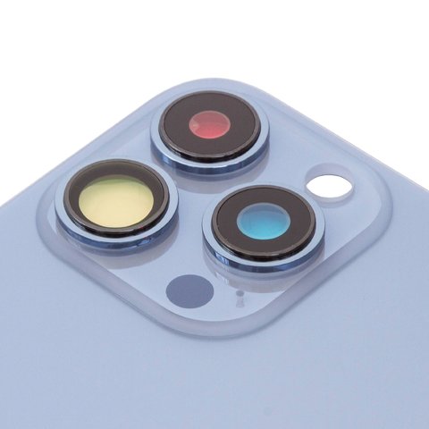 Housing Back Cover compatible with iPhone 13 Pro, (blue, with camera lens, sierra Blue, small hole) Preview 1