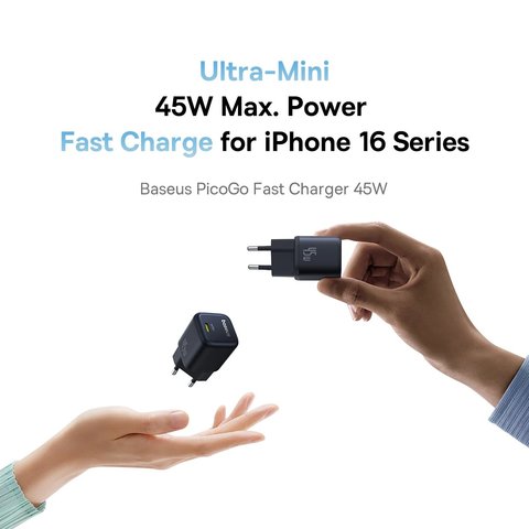Сетевое зарядное устройство Baseus PicoGo, 45 Вт, Fast Charge, черный, 1 порт, #P10176800123-00 Превью 3
