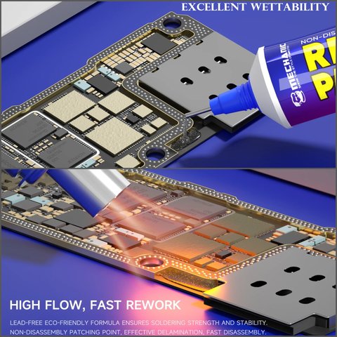 Fundente en pasta Mechanic G100, para reparar contactos sueltos, sin estaño, 20 ml Vista previa  3