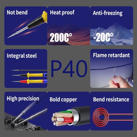 Sonda de prueba para multímetro Mechanic P40, aguja fina, 1000V, 20A Vista previa  4