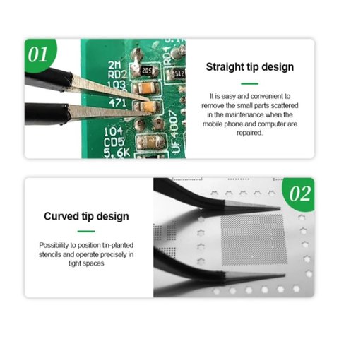 Пінцет монтажний RELIFE ESD-11, прямий, антистатичний, 140 мм, чорний Прев'ю 4